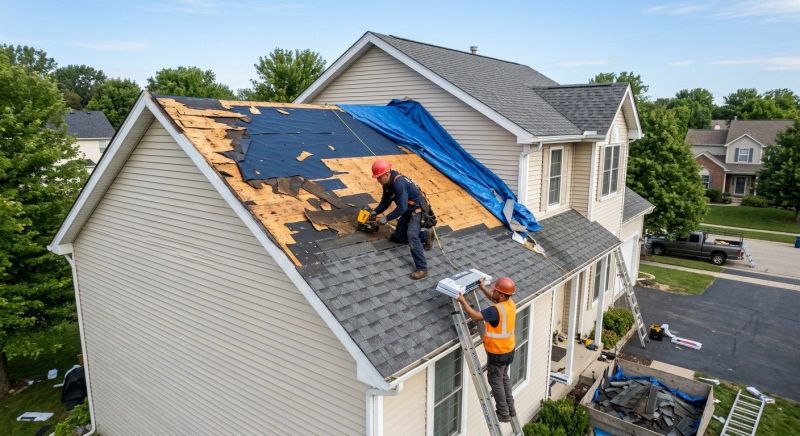 Storm Damage Roof Tarping in Hawley, PA